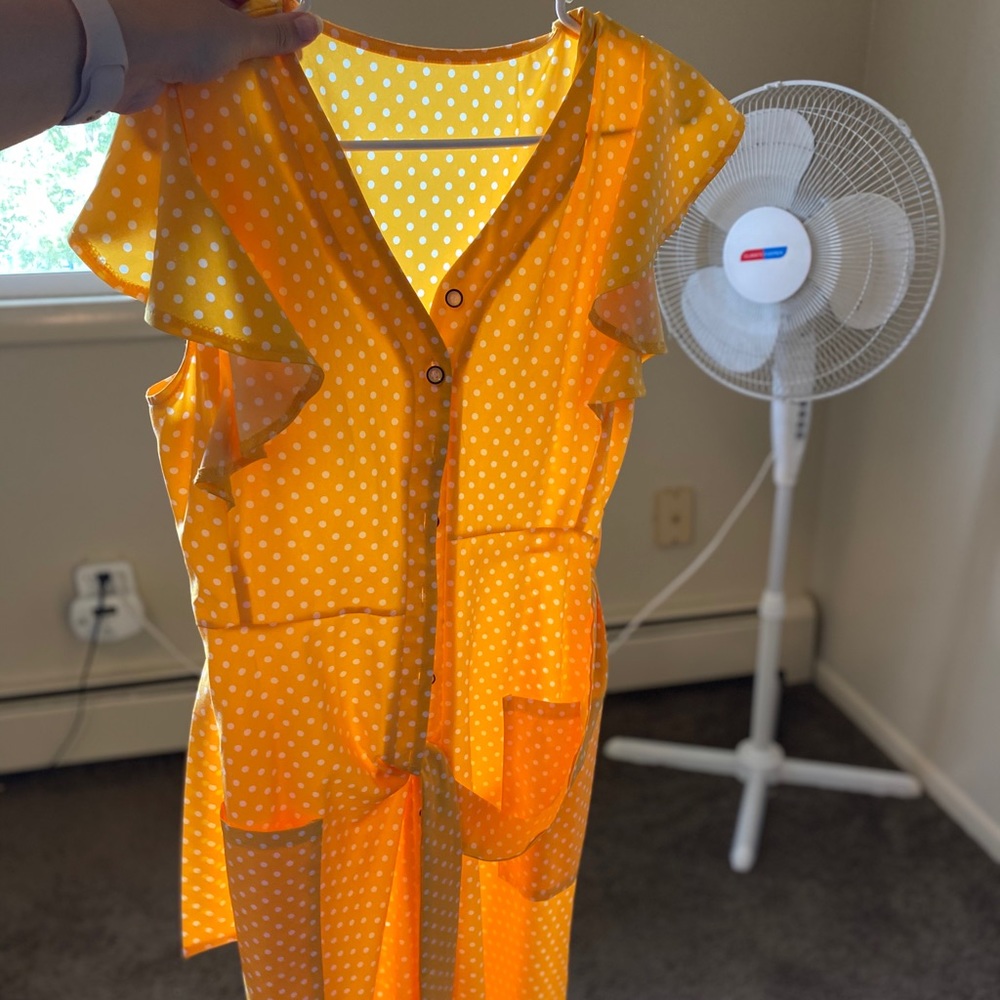 Yellow and White Dress